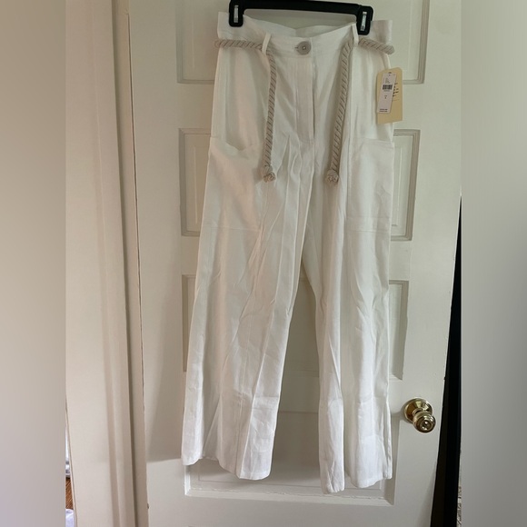 By Anthropologie High-Waist Rope Belt Linen Pants Size Small - Picture 5 of 6